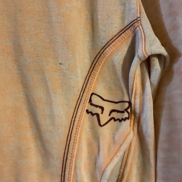 Fox Pullover Hoodie‎ Womens Sz M Light Orange Y2K Racing Moto Logo Burnout - Picture 3 of 13